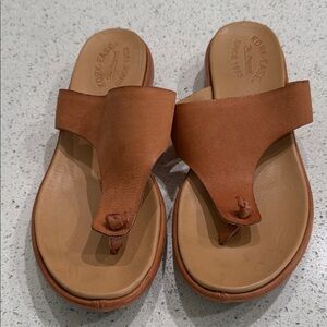 Kork-Ease Brown Leather Toe-Post Slide Sandals